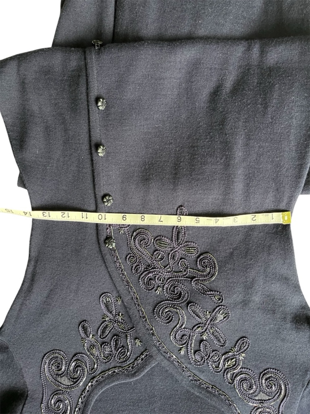 Vintage Carole Little Navy Embroidered Beaded Dress - Picture 8 of 10
